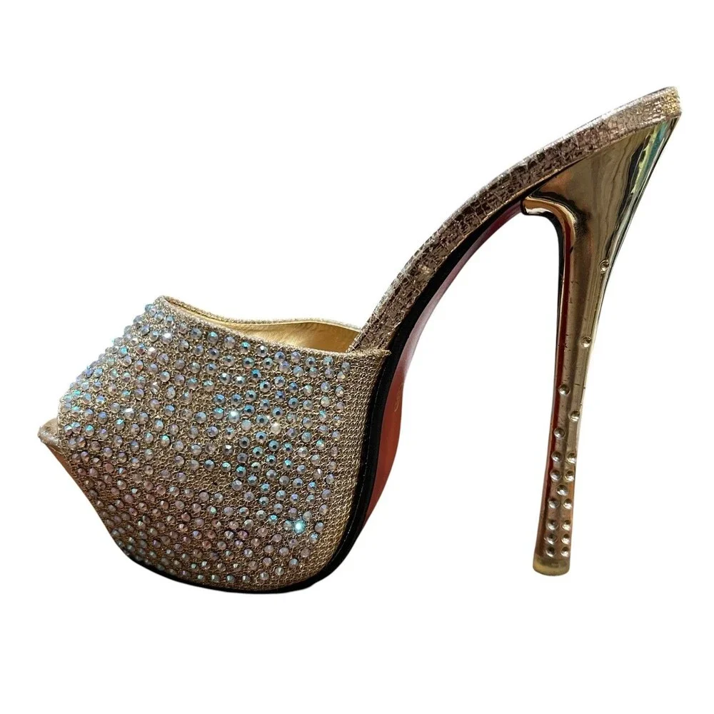 Xiao Xian Nv Pave Jeweled Gold Platform Heels  EU 36  Formal Prom Hoco Wedding